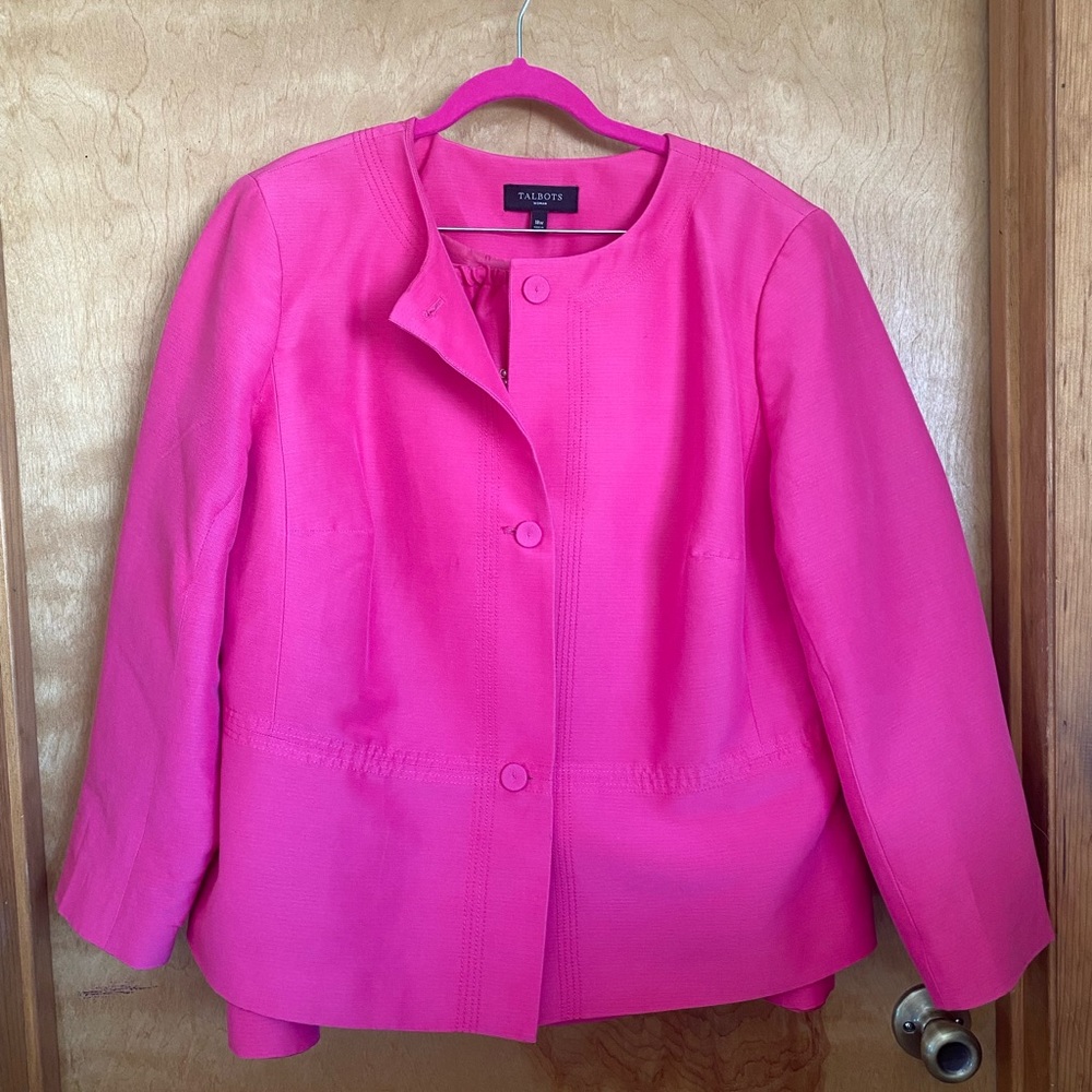 Talbots matching skirt and jacket set, 18w. Hot pink!